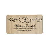 Rustische Adresetiketten voor dubbelhartsbruiloft Etiket (Voorkant)