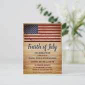 Rustische Amerikaanse vlag 4e van juli Uitnodiging Briefkaart (Staand voorkant)