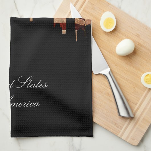 Rustische Amerikaanse vlag Chicago Skyline Theedoek (Quarter Fold)