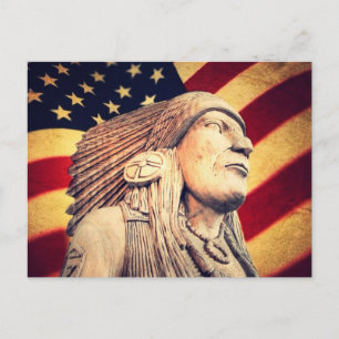 Rustische Amerikaanse vlag patriottisch Indiaans Briefkaart