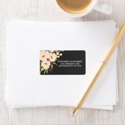 Rustische Anemones Chalkboard Etiket (Insitu)