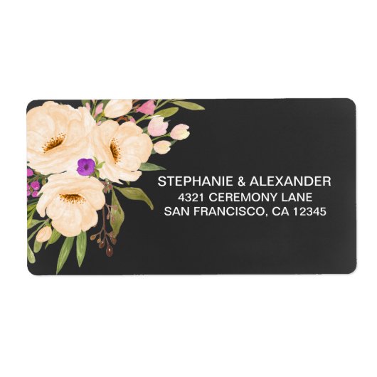 Rustische Anemones Chalkboard Etiket (Voorkant)