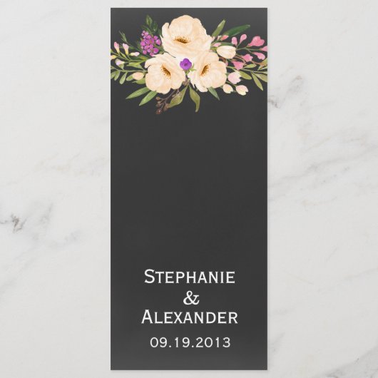 Rustische Anemones Chalkboard Menu (Achterkant)