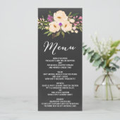 Rustische Anemones Chalkboard Menu (Staand voorkant)