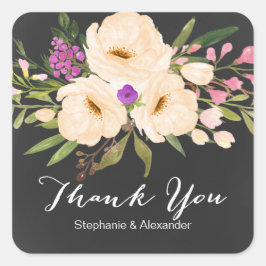 Rustische Anemones Chalkboard Vierkante Sticker