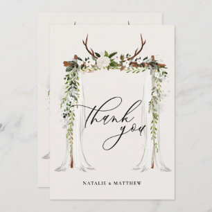 Rustische anker en waterverf florale canopy bruilo bedankkaart