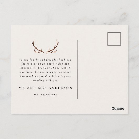 Rustische anker en waterverf florale canopy bruilo briefkaart (Achterkant)