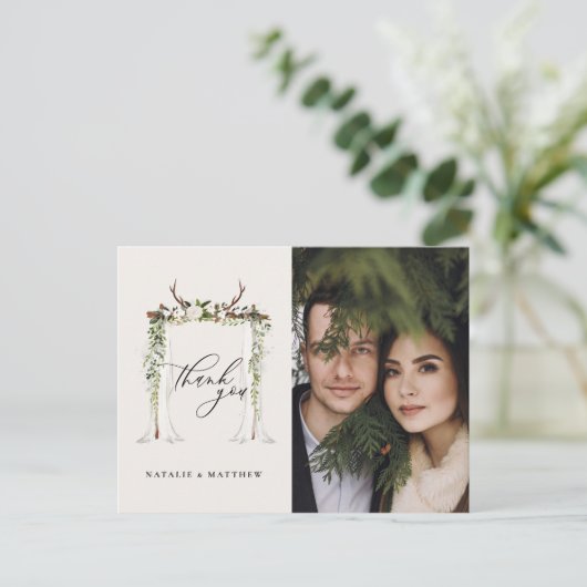 Rustische anker en waterverf florale canopy bruilo briefkaart (Staand voorkant)