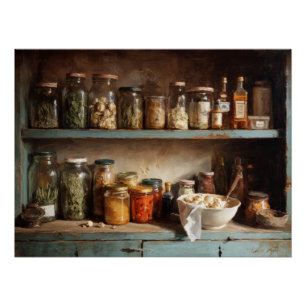 Rustische apothekersplank stilleven perfect poster