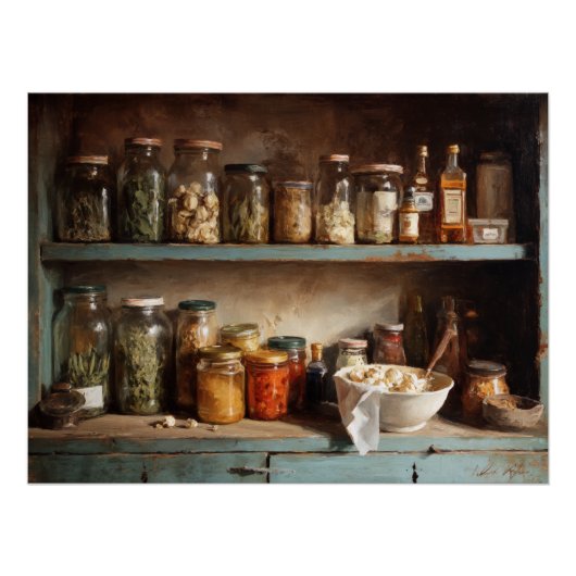 Rustische apothekersplank stilleven perfect poster (Voorkant)