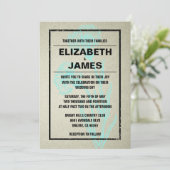 Rustische  Aqua Wedding Invitaties Kaart (Staand voorkant)