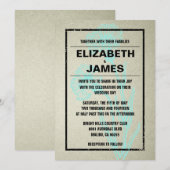 Rustische  Aqua Wedding Invitaties Kaart (Voorkant / Achterkant)