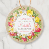 Rustische Baby shower  Floral Wreath Linen Bedankjes Labels (Voorkant)
