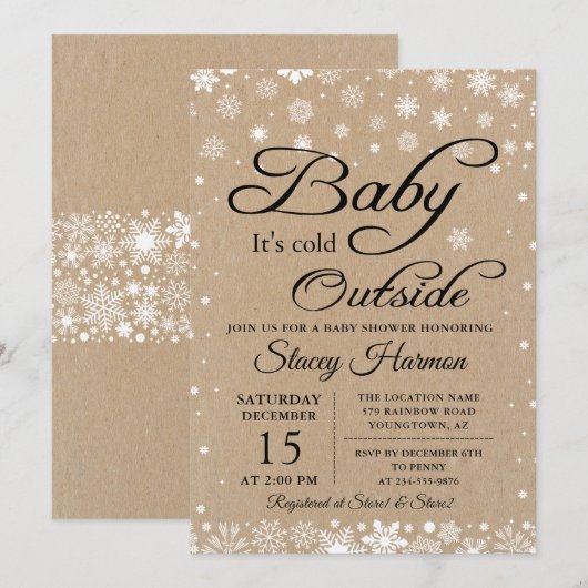  Rustische Baby zijn koude buitenzijde Baby shower Kaart (Voorkant / Achterkant)