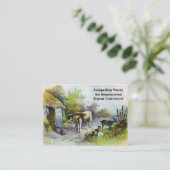 Rustische Barnyard met paarden en geiten Visitekaartje (Staand voorkant)