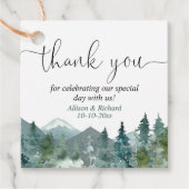 Rustische bergen buiten thema bos bossen bedankjes labels (Voorkant)