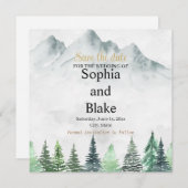 Rustische bergen en Waterverf-bruiloft Sav Save The Date (Voorkant / Achterkant)