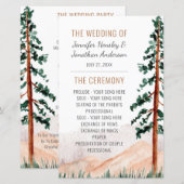 Rustische bergen Pine Trees Fog Wedding Programme (Voorkant / Achterkant)
