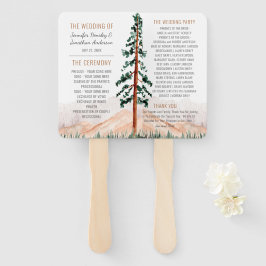 Rustische bergen Pine Trees Fog Wedding Programme Handwaaier