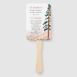 Rustische bergen Pine Trees Fog Wedding Programme Handwaaier