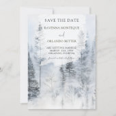 Rustische besneeuwde bergwaterverfwedding save the date (Voorkant)