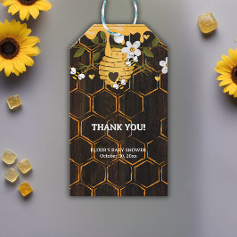 Rustische Bijenkorf Honingbijen Babyfeestje Cadeaulabel