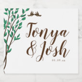 Rustische bijkantoren en Greenery Tortelduifjes We Likeurfles Etiket (Enkel label)