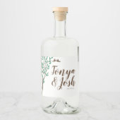 Rustische bijkantoren en Greenery Tortelduifjes We Likeurfles Etiket (Voorkant)