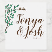 Rustische bijkantoren en Greenery Tortelduifjes We Wijn Etiket (Enkel label)