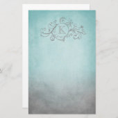 Rustische Blauwgroen en grijze Bohemische Vlaander Briefpapier (Voorkant / Achterkant)