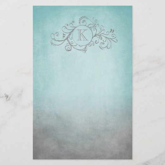 Rustische Blauwgroen en grijze Bohemische Vlaander Briefpapier (Voorkant)