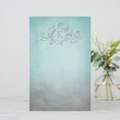 Rustische Blauwgroen en grijze Bohemische Vlaander Briefpapier (Staand voorkant)