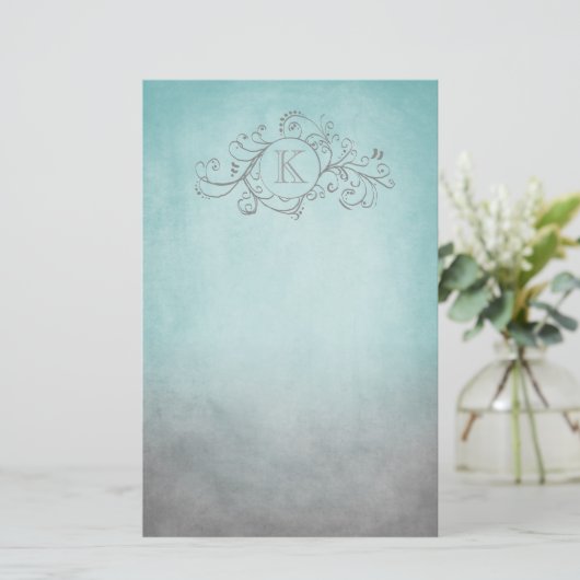 Rustische Blauwgroen en grijze Bohemische Vlaander Briefpapier (Staand voorkant)