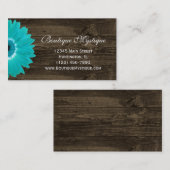 Rustische Blauwgroen Gerber Daisy Visitekaartjes (Voorkant / Achterkant)