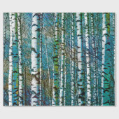Rustische Blauwgroen vogelbomen Cadeaupapier (Vlak)