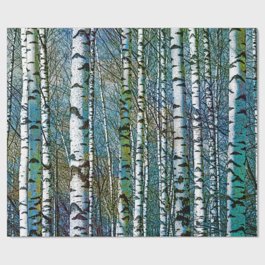 Rustische Blauwgroen vogelbomen Cadeaupapier (Vlak)