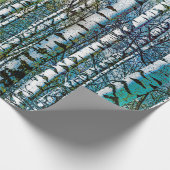 Rustische Blauwgroen vogelbomen Cadeaupapier (Hoek)