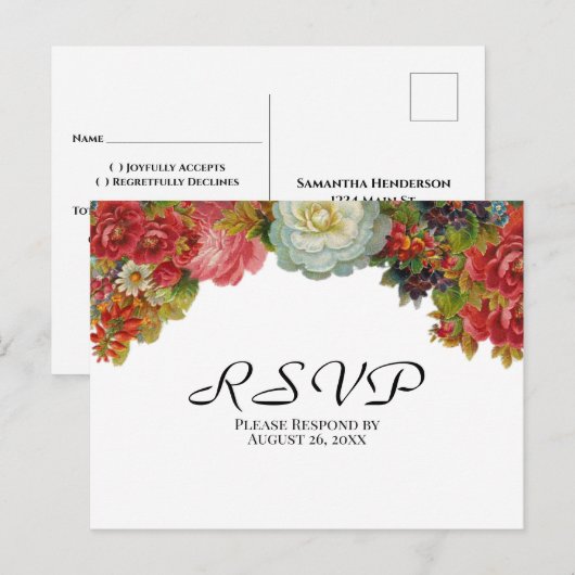 Rustische bloemen najaar huwelijk RSVP Briefkaart (Voorkant / Achterkant)