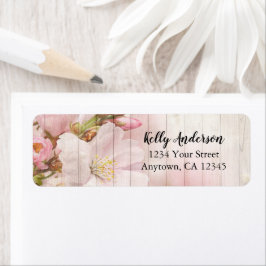 Rustische bloemen | Roze Cherry Blossom Return Add Etiket