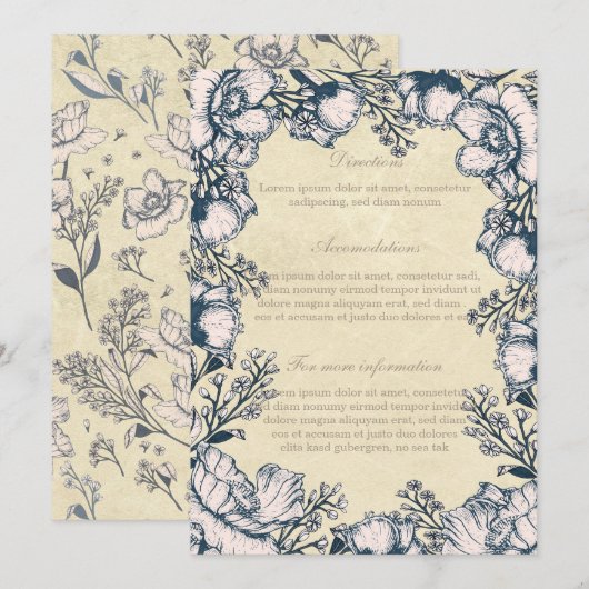 Rustische  Bloemvlakkerlichten Kaart (Voorkant / Achterkant)