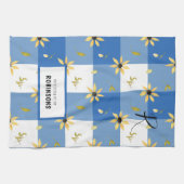 Rustische boerderij blauw gingham, monogrammen theedoek (Horizontaal)