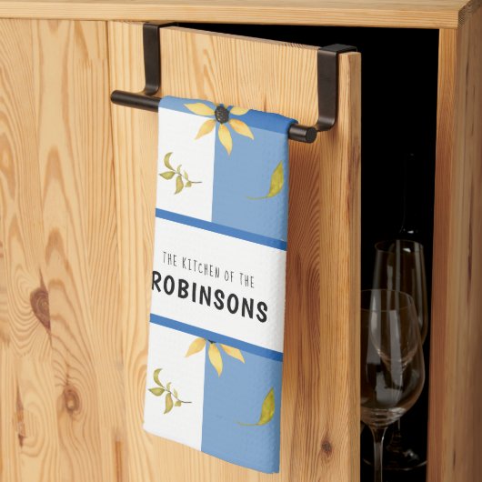 Rustische boerderij blauw gingham, monogrammen theedoek (Derde Gevouwen)