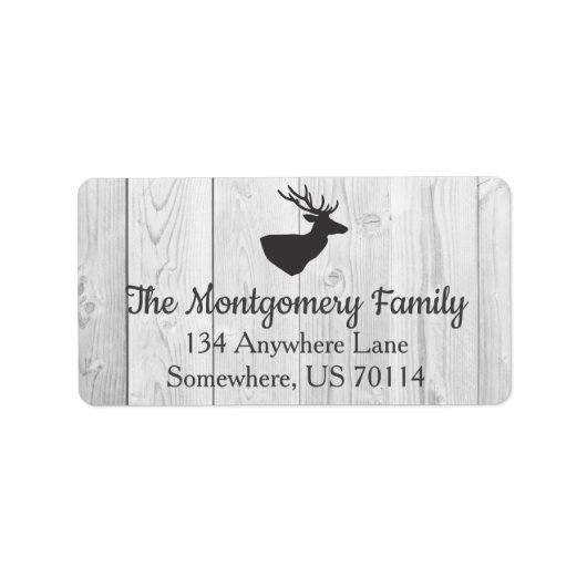 Rustische boerderij - Gray Deer & White Wood Plank Etiket (Voorkant)