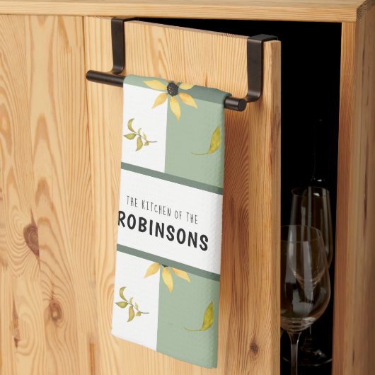 Rustische boerderij, groene gingham, monogrammen theedoek (Derde Gevouwen)