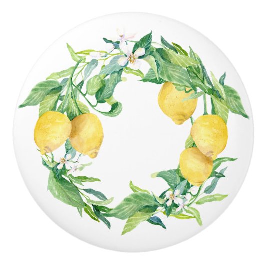 Rustische  boerderij Lemon Floral Greenery Art Keramische Knop (Voorkant)