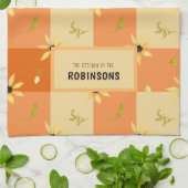 Rustische boerderij oranje gingham, monotherapie theedoek (Gevouwen)