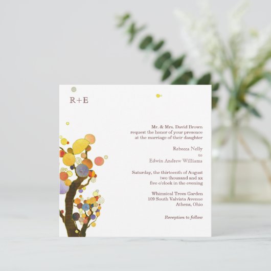 Rustische bomen Modern Rural Wedding Kaart (Staand voorkant)