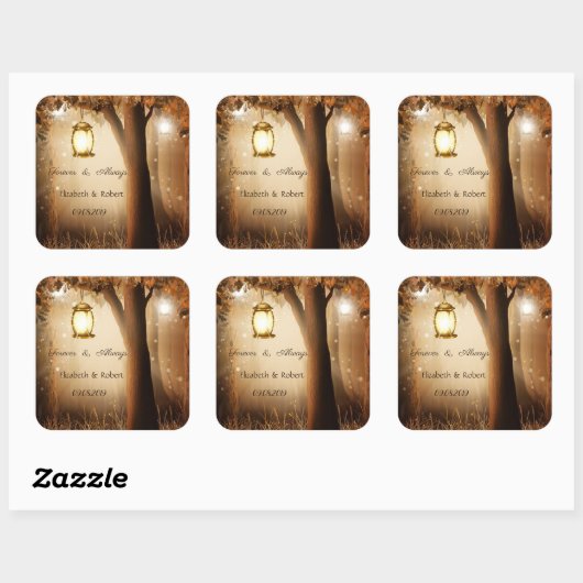  Rustische Bondbruiloft Vierkante Sticker (Vel)