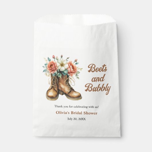 Rustische Boots en bubble Western Vrijgezellenfees Bedankzakje (Voorkant)