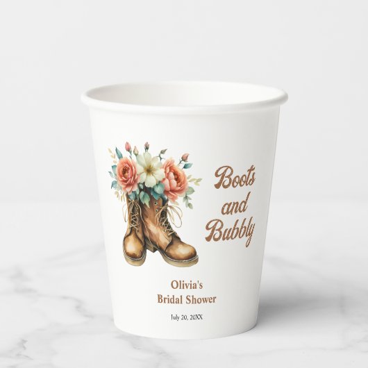 Rustische Boots en bubble Western Vrijgezellenfees Papieren Bekers (Achterkant)